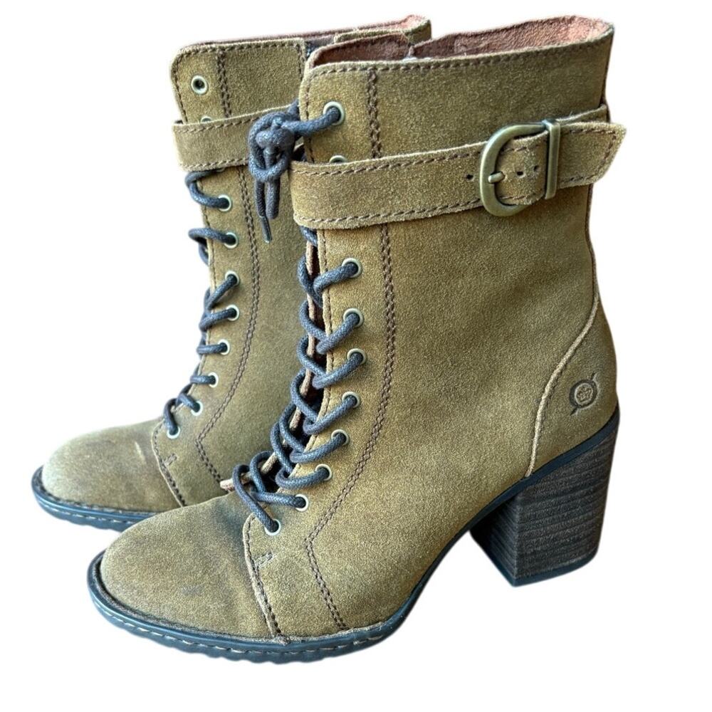 Born Cass Suede Lace Up Boots Prairiecore Grannycore Rustic Artisan Style sz 6.5